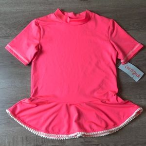 NEW Cat & Jack Girls Hot Pink Ruffle Rash Guard